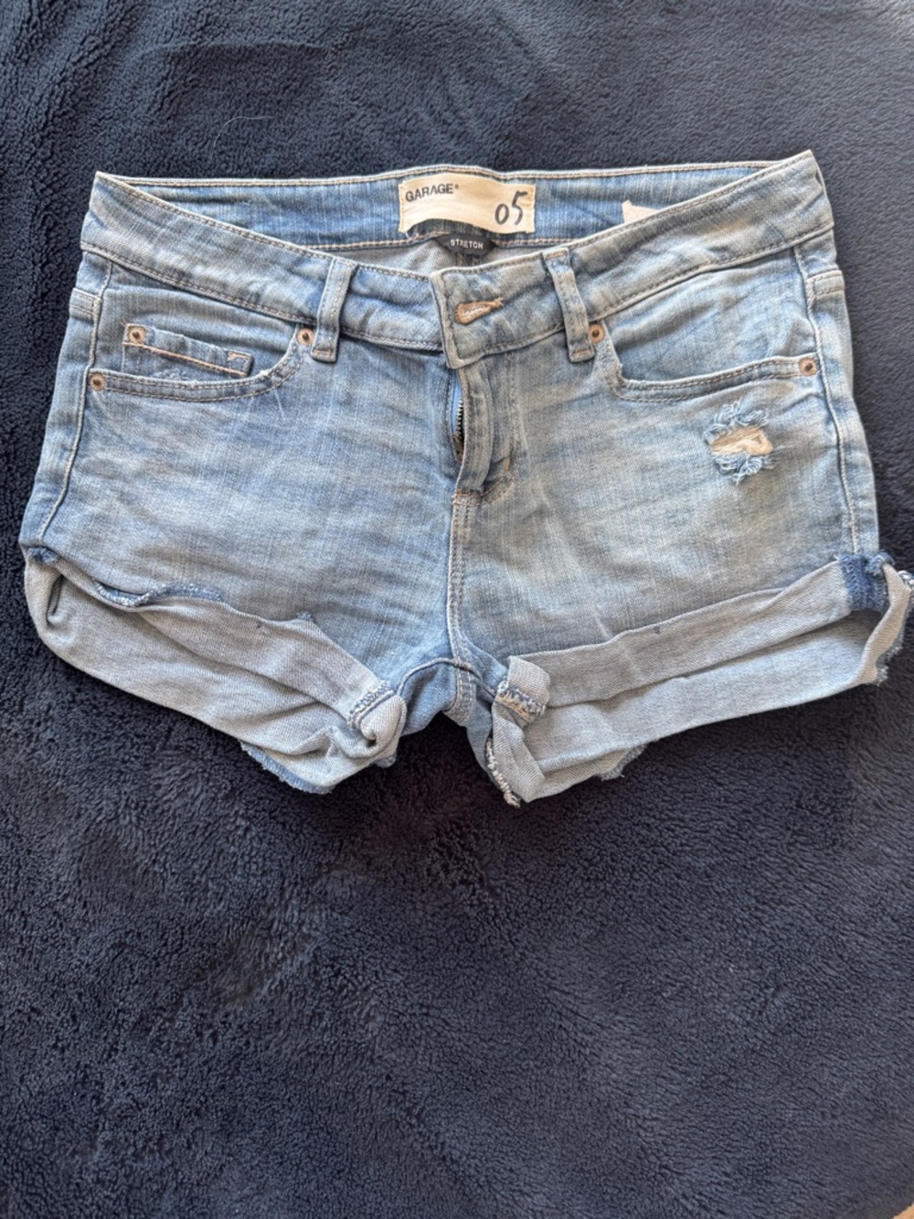 Garage Light Wash Rolled Hem Denim Shorts